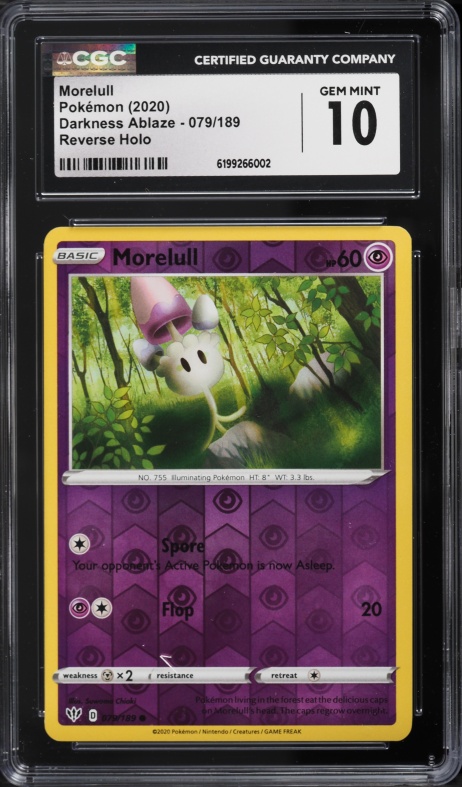 2020 Pokemon Darkness Ablaze Reverse Holo Morelull #079 CGC 10 GEM MINT