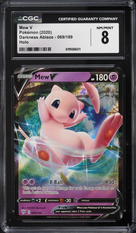 2020 Pokemon Sword & Shield Darkness Ablaze Holo Mew V #69 CGC 8 NM-MT
