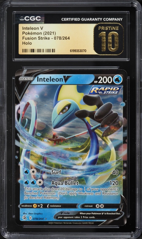 2021 Pokemon Sword & Shield Fusion Strike Holo Inteleon V #78 CGC 10 PRISTINE