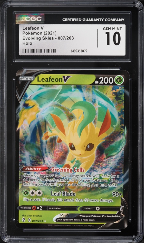 2023 Pokemon Sword & Shield Evolving Skies Holo Leafeon V #7 CGC 10 GEM MINT