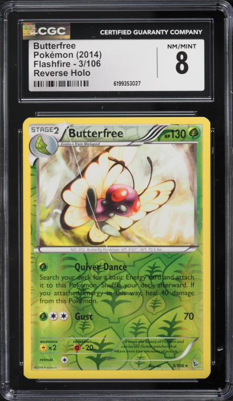 2018 Pokemon Japanese Stickers Part 1 B-Side Label Butterfree CGC