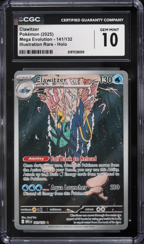 2025 Pokemon Mega Evolution IR Clawitzer #141 CGC 10 GEM MINT