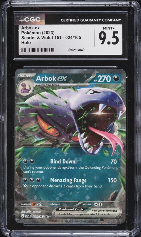 2023 Pokemon Scarlet & Violet 151 Holo Arbok ex #24 CGC 9.5 MINT+