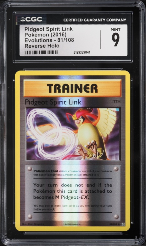 2016 Pokemon Evolutions Reverse Holo Pidgeot Spirit Link #81 CGC 9 MINT