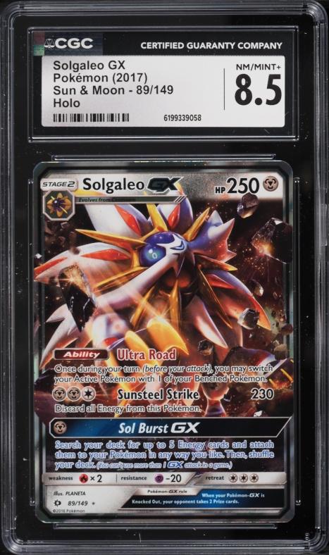 2017 Pokemon Sun & Moon Holo Solgaleo Gx #89 CGC 8.5 NM-MT+
