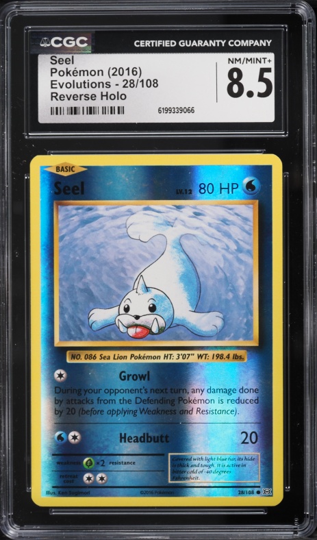 2016 Pokemon XY Evolutions Reverse Holo Seel #28 CGC 8.5 NM-MT+