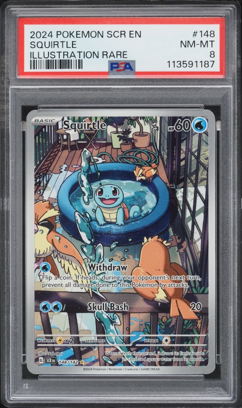 2024 Pokemon Scarlet & Violet Stellar Crown IR Squirtle #148 PSA 8 NM-MT
