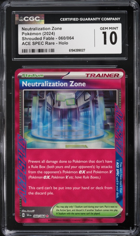 2024 Pokemon Scarlet & Violet Shrouded Fable Ace Spec Neutralization Zone #60 CGC 10 GEM MINT