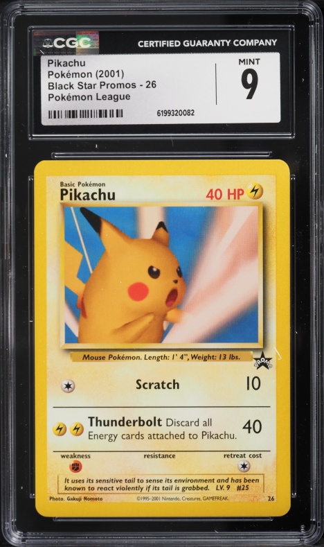 2001 Pokemon League Black Star Promo Pikachu #26 CGC 9 MINT