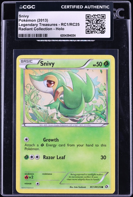 2013 Pokemon BW Legendary Treasures Radiant Collection Holo Snivy #RC1 CGC AUTH
