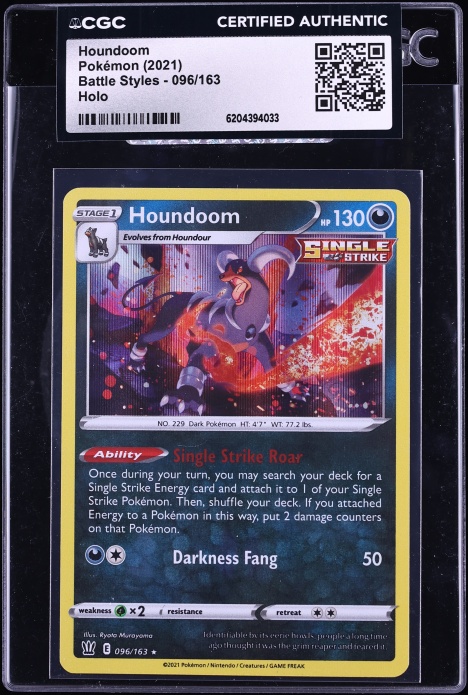 2021 Pokemon Sword & Shield Battle Styles Holo Houndoom #96 CGC AUTH