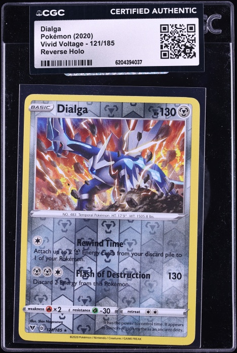 2020 Pokemon Sword & Shield Vivid Voltage Reverse Holo Dialga #121 CGC AUTH