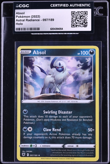 2022 Pokemon Sword & Shield Astral Radiance Holo Absol #097 CGC AUTH
