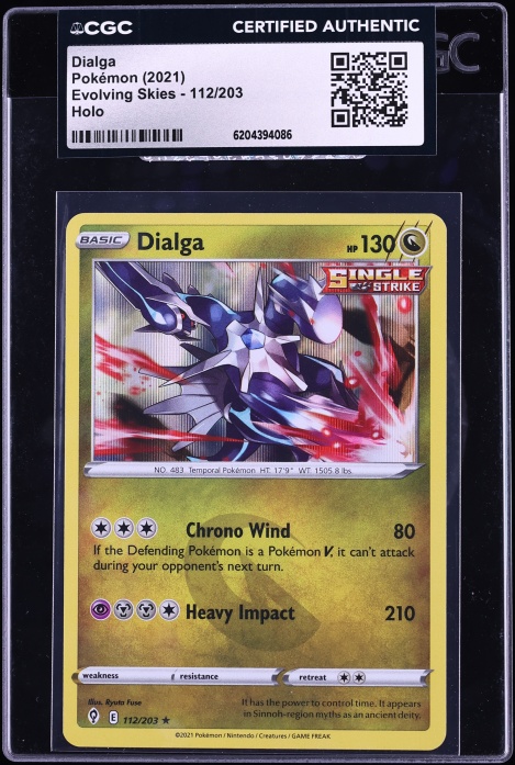 2021 Pokemon Sword & Shield Evolving Skies Holo Dialga #112 CGC AUTH