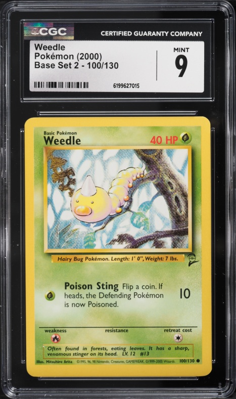 2000 Pokemon Base Set 2 Weedle #100 JSA CGC 9 MINT