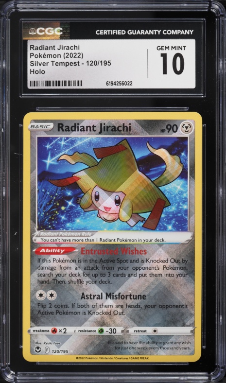 2022 Pokemon Sword & Shield Silver Tempest Holo Radiant Jirachi #120 CGC 10 GEM MINT