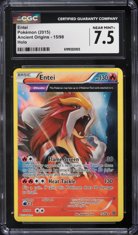 2015 Pokemon XY Ancient Origins Holo Entei #15 CGC 7.5 NRMT+