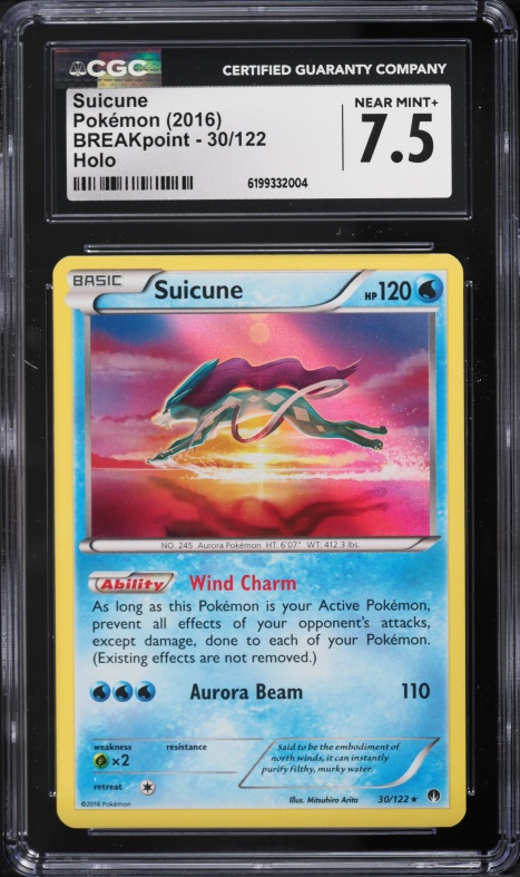 2016 Pokemon XY BREAKpoint Holo Suicune #30 CGC 7.5 NRMT+