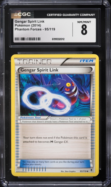 2014 Pokemon XY Phantom Forces Gengar Spirit Link #95 CGC 8 NM-MT