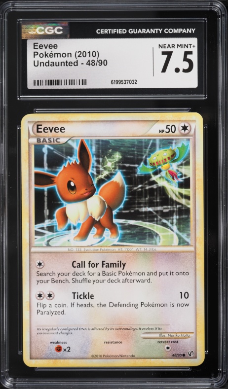 2010 Pokemon HeartGold & SoulSilver Undaunted Eevee #48 CGC 7.5 NRMT+