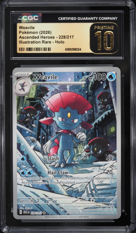2026 Pokemon Mega Evolution Ascended Heroes IR Weavile #228 CGC 10 PRISTINE