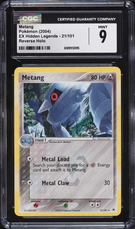 2004 Pokemon EX Hidden Legends Reverse Holo Metang #21 CGC 9 MINT