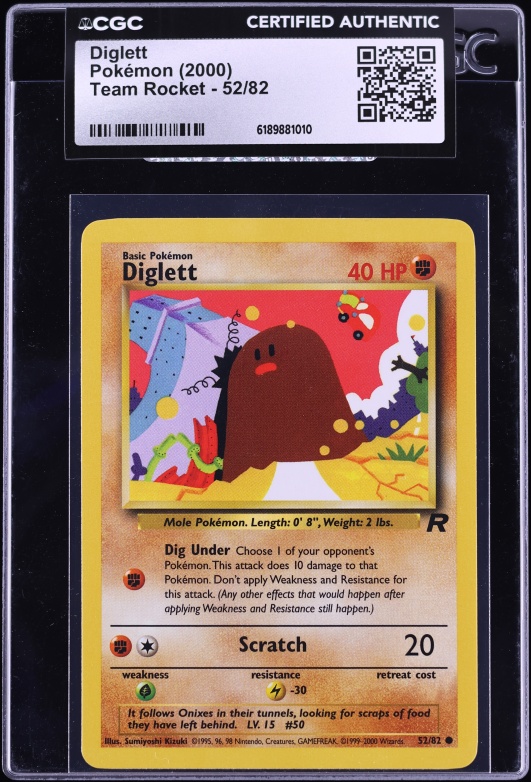 2000 Pokemon Team Rocket Diglett #52 CGC AUTH