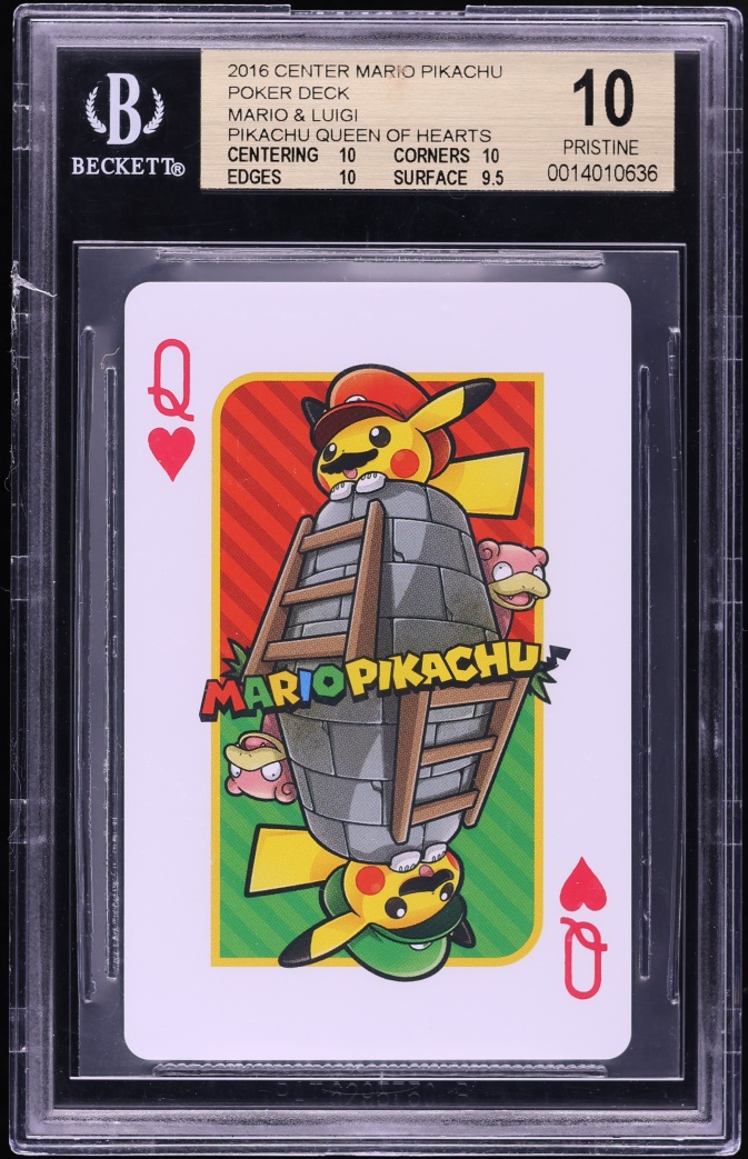 2016 Pokemon Center Poker Deck Mario & Luigi Pikachu #QH BGS 10 PRISTINE