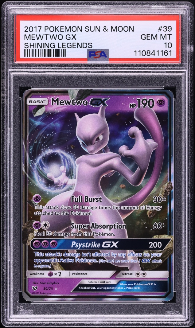2017 Pokemon Sun & Moon Shining Legends Mewtwo GX #39 PSA 10 GEM MINT
