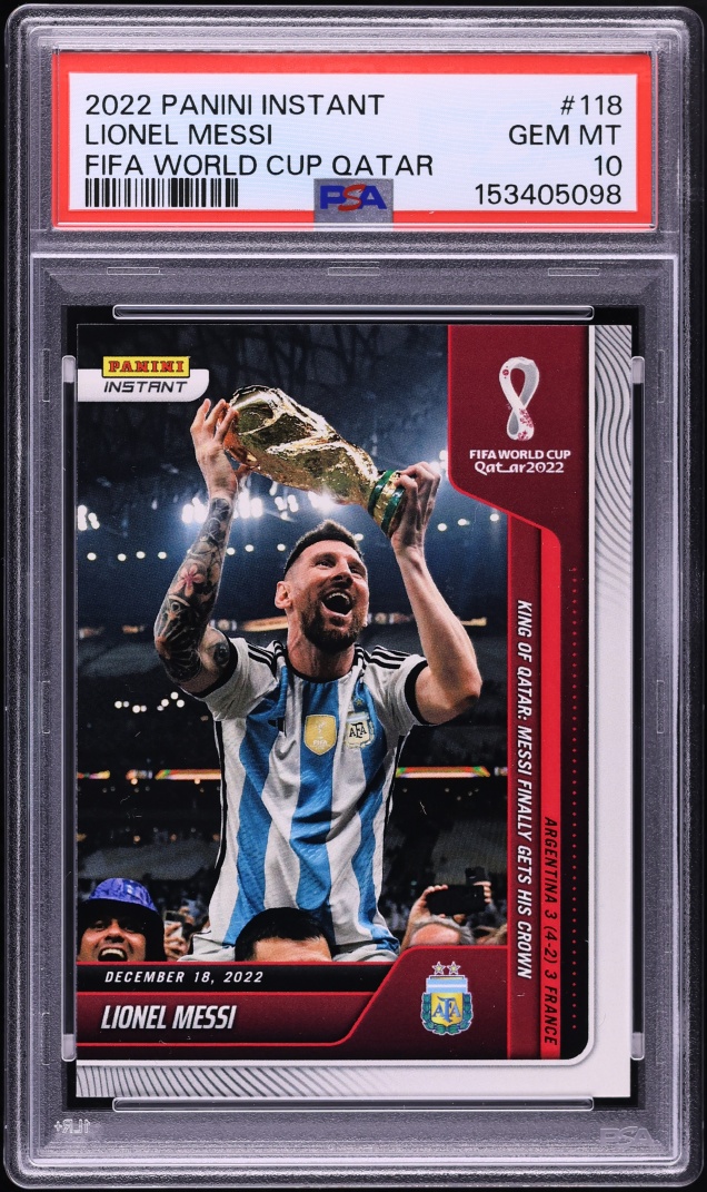 2022 Panini Instant FIFA World Cup Qatar Lionel Messi /22081 #118 PSA 10 GEM MINT