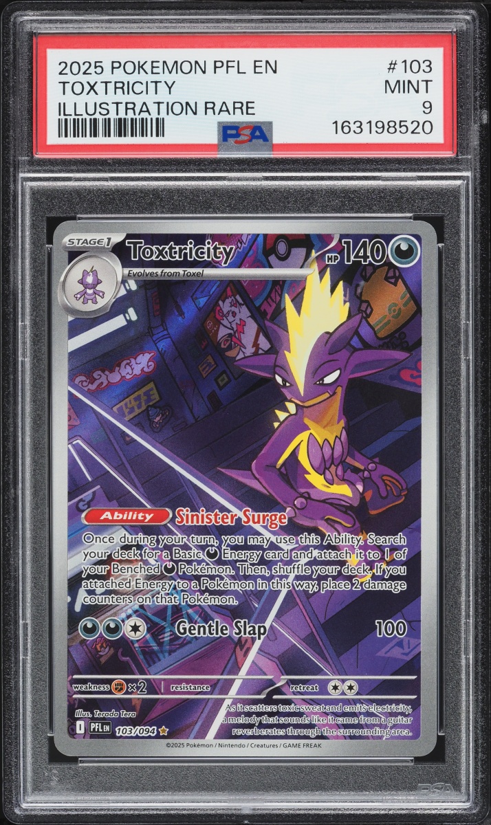 2025 Pokemon Mega Evolution Phantasmal Flames IR Toxtricity #103 PSA 9 MINT