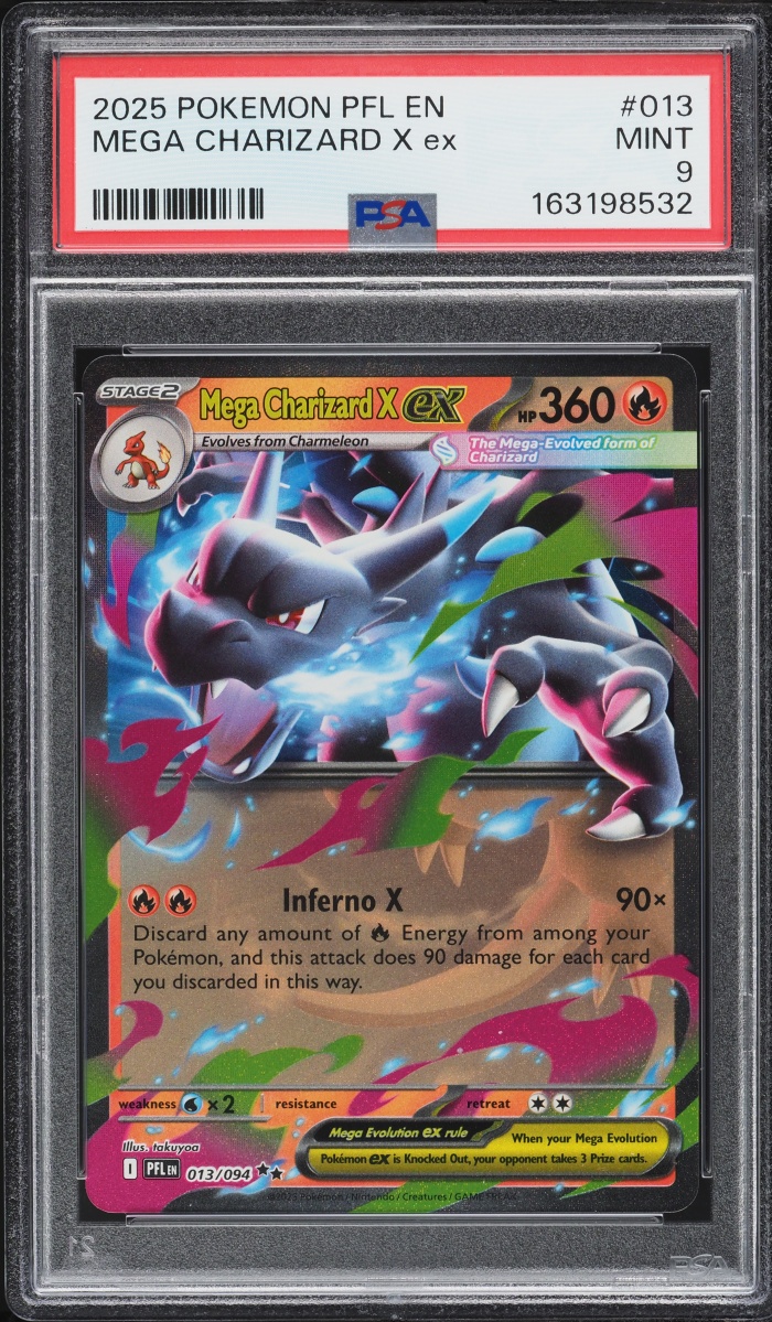 2025 Pokemon Mega Evolution Phantasmal Flames Mega Charizard X Ex #13 PSA 9 MINT