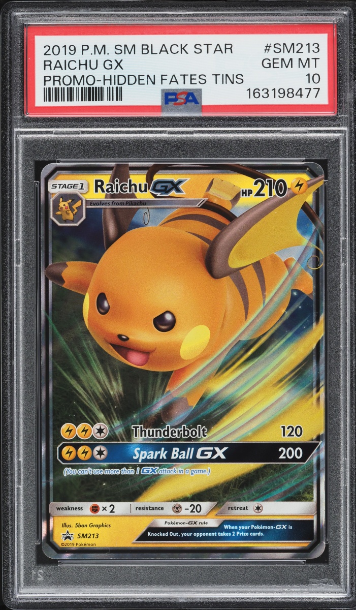 2019 Pokemon Sun & Moon Promo Hidden Fates Holo Raichu GX #SM213 PSA 10 GEM MINT