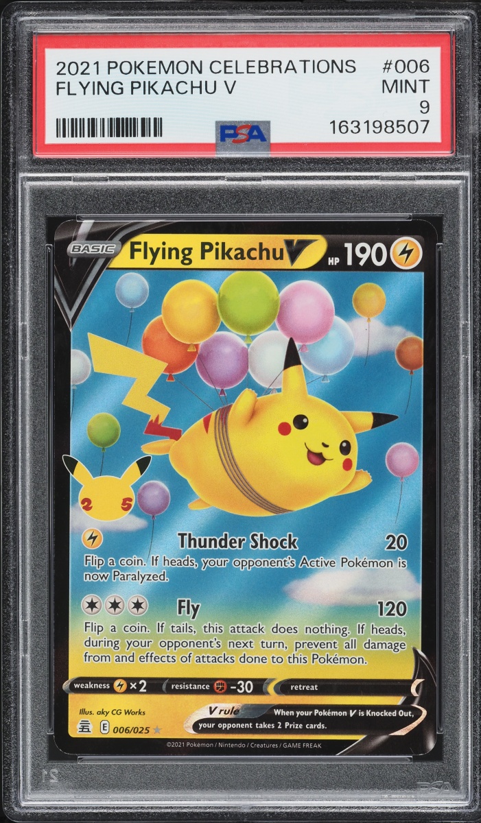2021 Pokemon Sword & Shield Celebrations Holo Flying Pikachu V #6 PSA 9 MINT