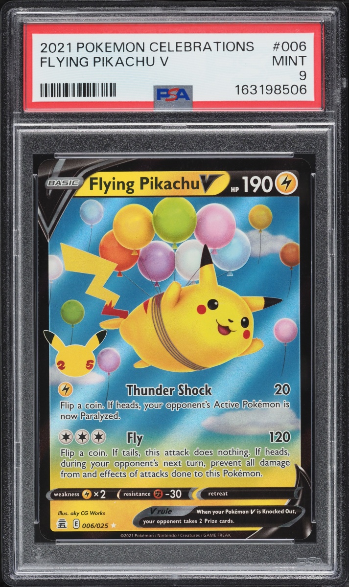 2021 Pokemon Sword & Shield Celebrations Holo Flying Pikachu V #6 PSA 9 MINT