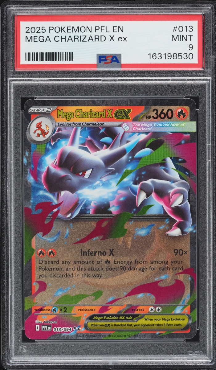 2025 Pokemon Mega Evolution Phantasmal Flames Mega Charizard X Ex #13 PSA 9 MINT