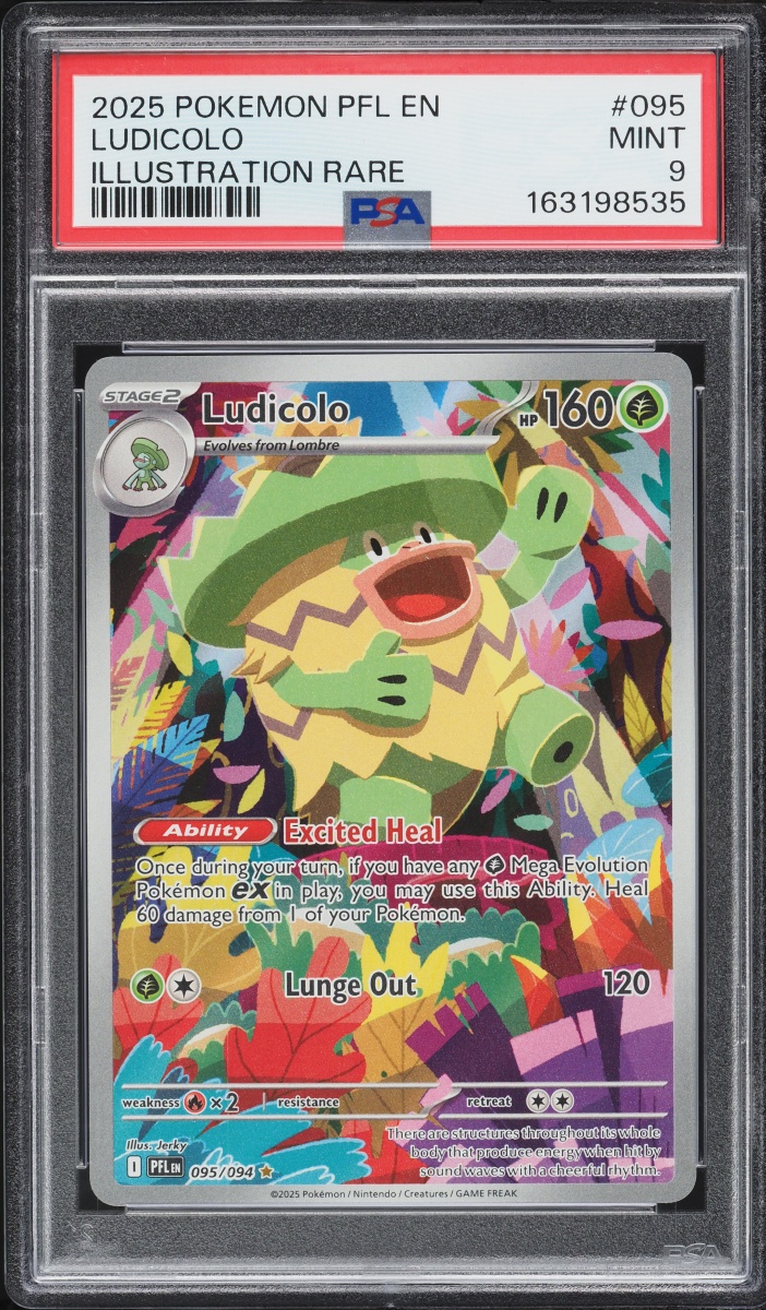 2025 Pokemon Mega Evolution Phantasmal Flames IR Ludicolo #95 PSA 9 MINT