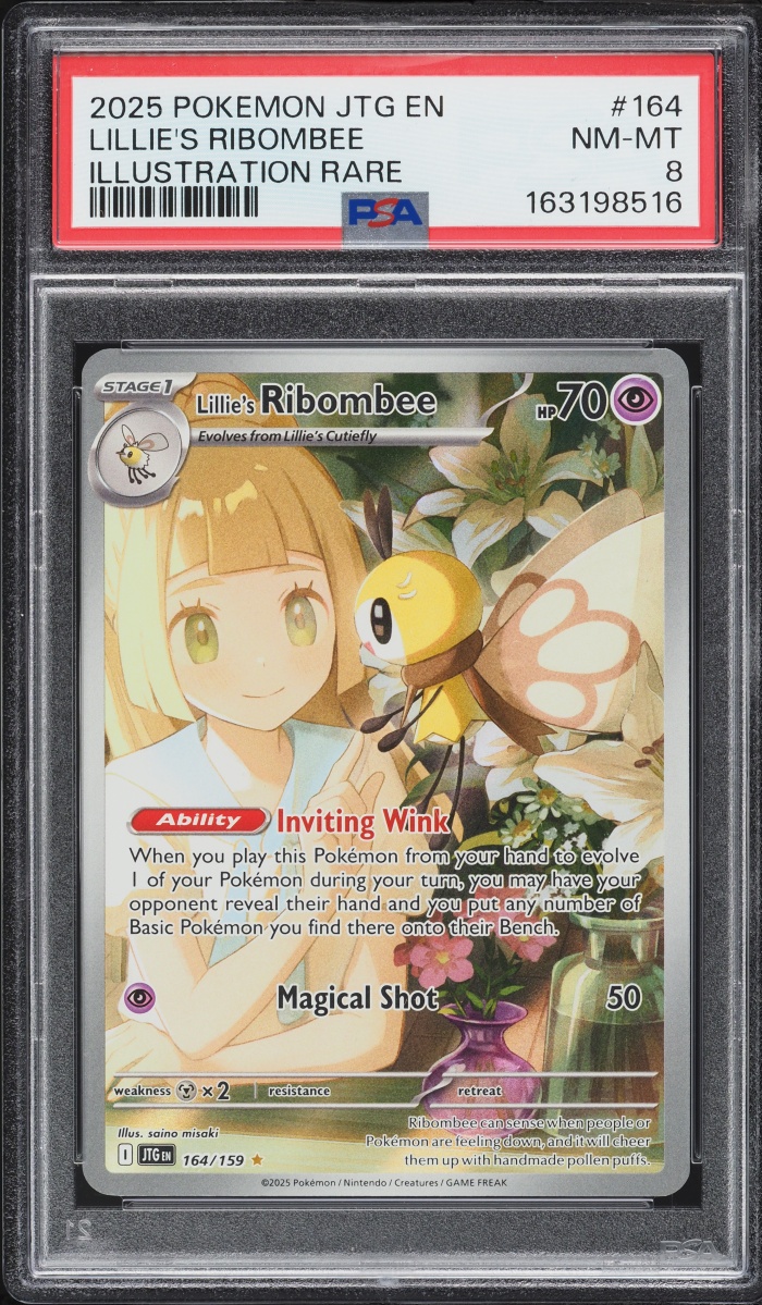 2025 Pokemon Scarlet & Violet Journey Together IR Lillie's Ribombee #164 PSA 8 NM-MT