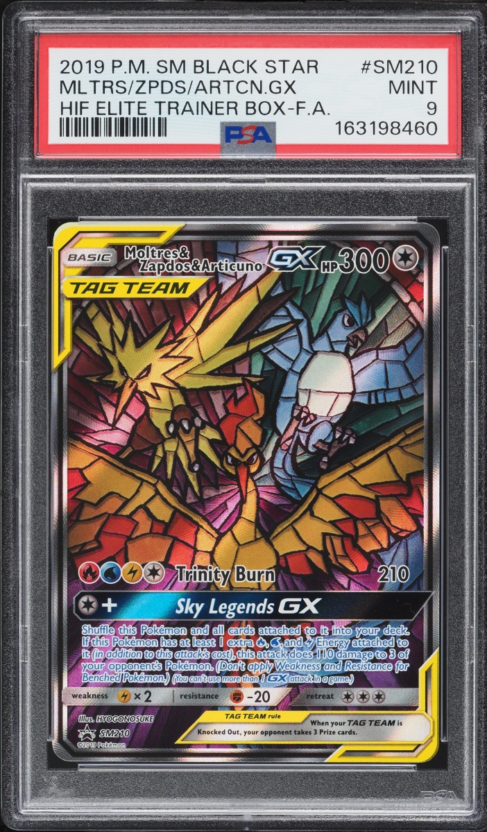 2019 Pokemon SM Promo Hidden Fates Full Art Moltres & Zapdos & Articuno GX #SM210 PSA 9 MINT