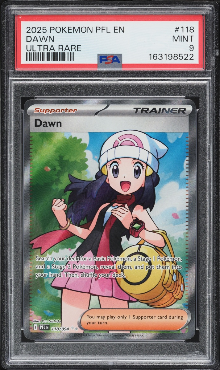 2025 Pokemon Mega Evolution Phantasmal Flames Full Art Dawn #118 PSA 9 MINT