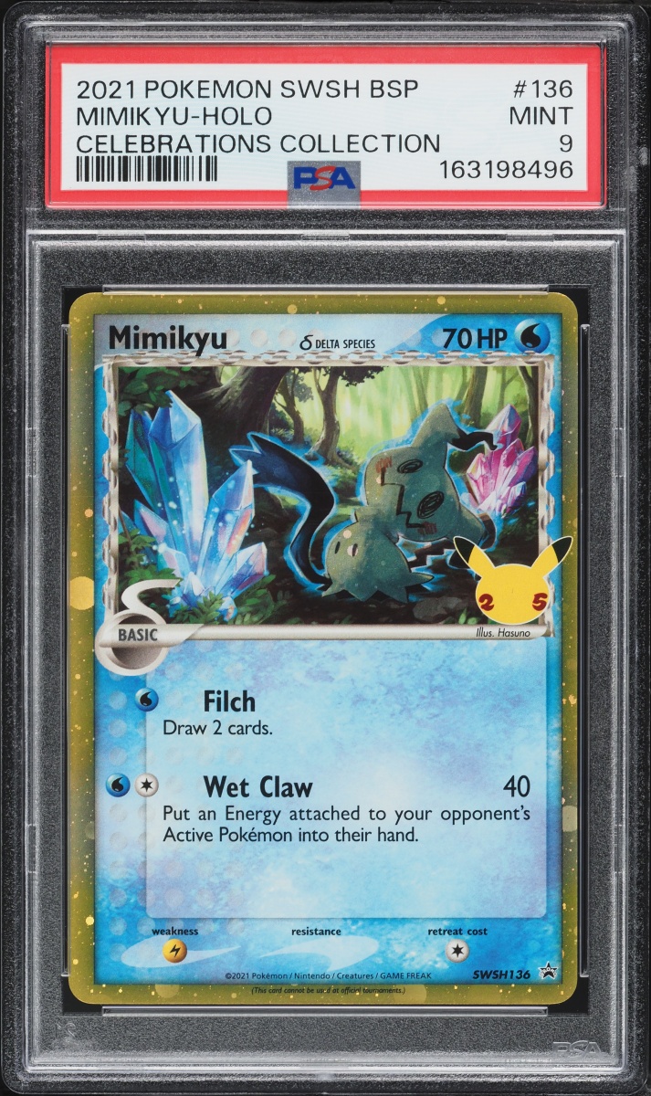 2021 Pokemon Sword & Shield Promo Celebrations Collection Holo Mimikyu #SWSH136 PSA 9 MINT