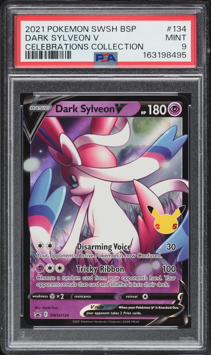 2021 Pokemon Sword & Shield Promo Celebrations Holo Dark Sylveon V #134 PSA 9 MINT