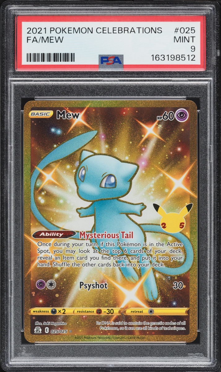 2021 Pokemon Sword & Shield Celebrations Gold Rare Shiny Mew #25 PSA 9 MINT