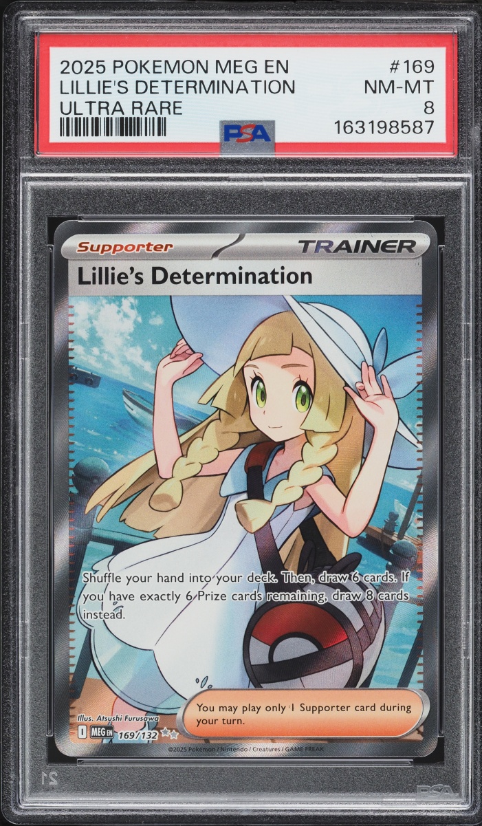 2025 Pokemon Mega Evolution Full Art Lillie's Determination #169 PSA 8 NM-MT