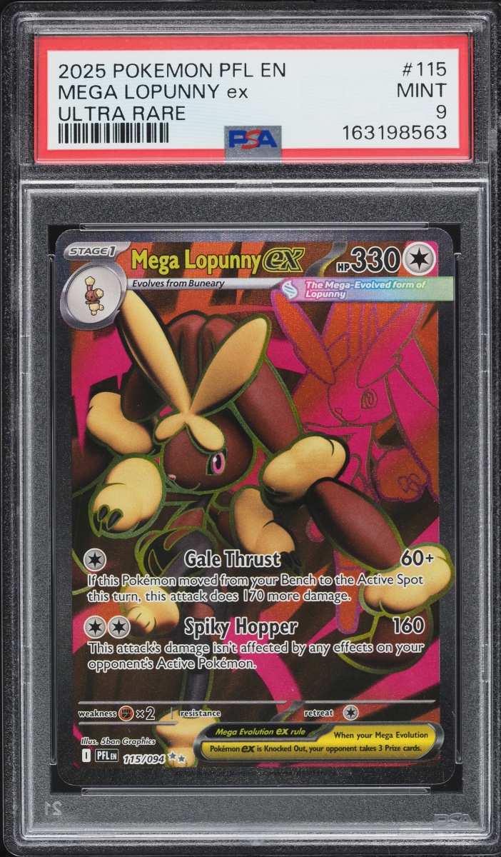 2025 Pokemon Mega Evolution Phantasmal Flames Full Art Mega Lopunny Ex #115 PSA 9 MINT