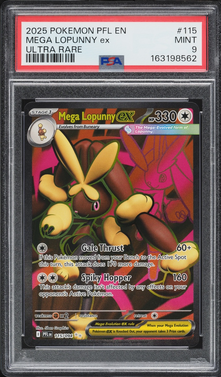 2025 Pokemon Mega Evolution Phantasmal Flames Full Art Mega Lopunny Ex #115 PSA 9 MINT