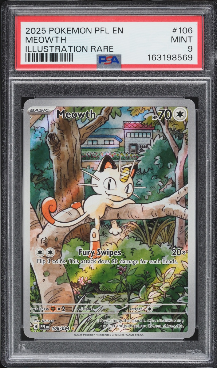 2025 Pokemon Mega Evolution Phantasmal Flames IR Meowth #106 PSA 9 MINT