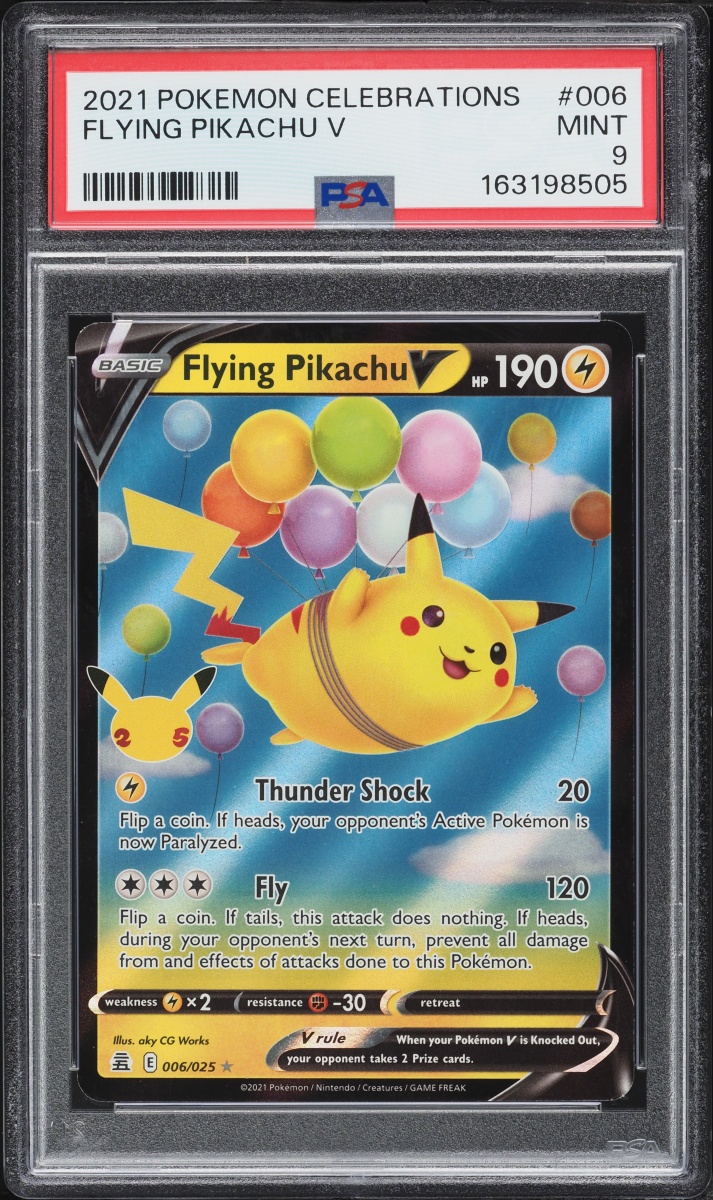 2021 Pokemon Sword & Shield Celebrations Holo Flying Pikachu V #6 PSA 9 MINT