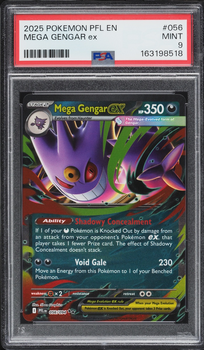 2025 Pokemon Mega Evolution Phantasmal Flames Holo Mega Gengar Ex #56 PSA 9 MINT
