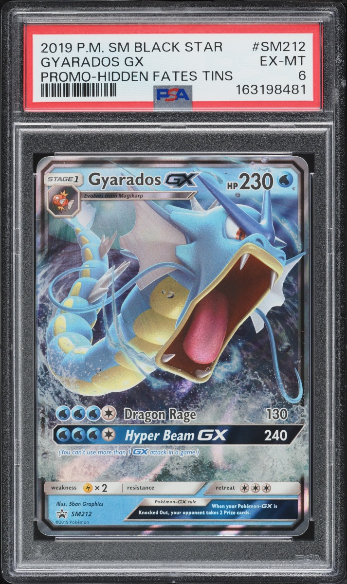 2019 Pokemon Sun & Moon Promo Hidden Fates Tins Gyarados GX #SM212 PSA 6 EXMT